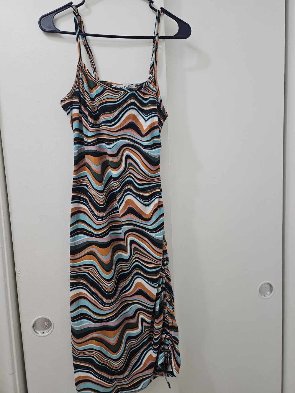 Vintage Almost Famous Women's Midi Slip Dress M Multicolor Stretch #minidress